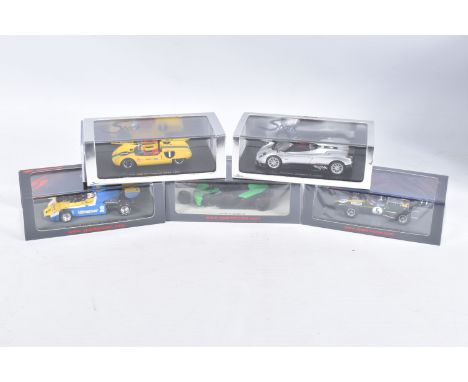 FIVE BOXED SPARK MODEL MINIMAX VEHICLES, to include a Pagani Zonda F 2005 Silver, numbered S0199, a Lotus 23B no.1 Laguna Sec