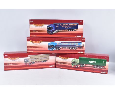 FOUR BOXED LIMITED EDITION CORGI HAULIERS OF RENOWN 1:50 SCALE DIECAST VEHICLES, the first is a N Irving Transport Mercedes-B