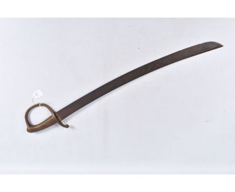 A FRENCH BRIQUET SHORT SWORD WITHOUT SCABBARD, this sword is slightly curved and has a ribbed braid grip, it is in good condi