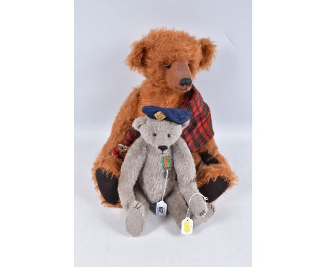 TWO UNBOXED O, BE JOYFUL BEARS TEDDY BEARS 'Murdoch' and 'Harold', designed by Polly Barton, Murdoch is a brown mohair bear w