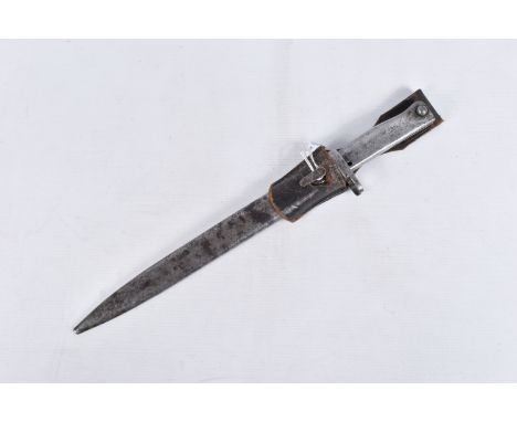 A MAUSER BAYONET COMPLETE WITH SCABBARD AND A FROG, this Mauser is all steel handle, blade and steel scabbard, there are no m