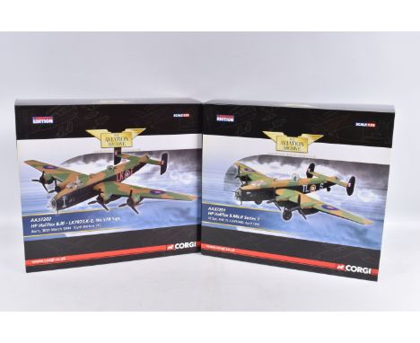 TWO BOXED CORGI LIMITED EDITION AVIATION ARCHIVE 1:72 SCALE DIECAST MODEL AIRCRAFTS, the first is a HP Halifax B.MkII Series 