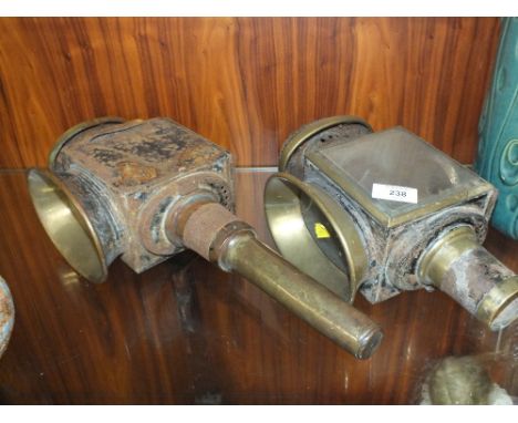 TWO VINTAGE COACHING LANTERNS A/F