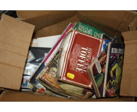 A COLLECTION OF STAMPS, VINTAGE BOOKS ETC