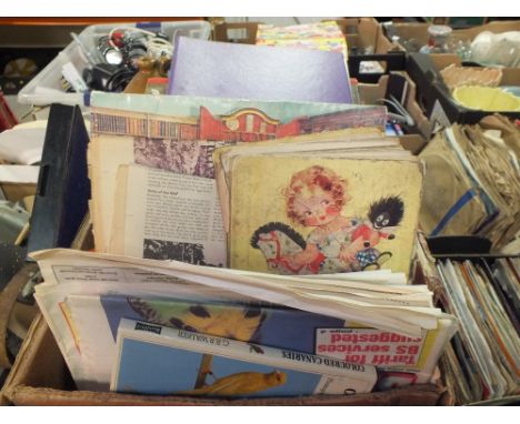 A BOX OF VINTAGE EPHEMERA AND BOOKS
