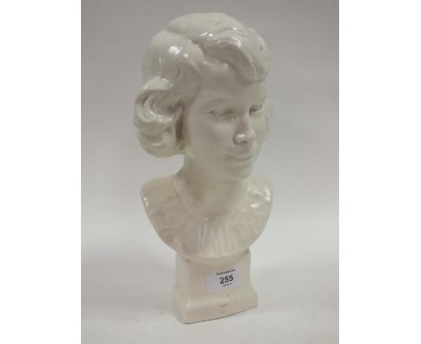 A WEDGWOOD CERAMIC BUST OF A LADY SIGNED S. STROLL 1937