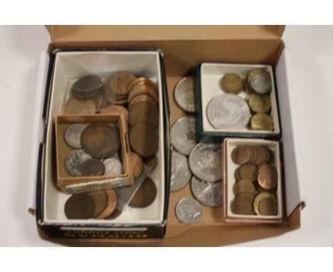 A BOX OF VINTAGE COINS