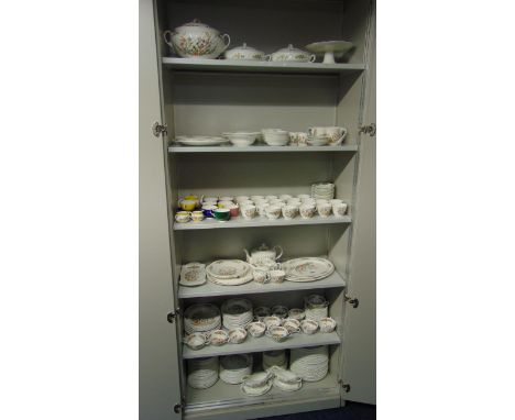 Aynsley Cottage Garden dinner and tea service to include plates, bowls, covered dishes, cups, saucers  and sauce boats on sta
