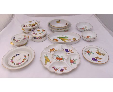 Royal Worcester Evesham pattern to include serving dishes, (12)