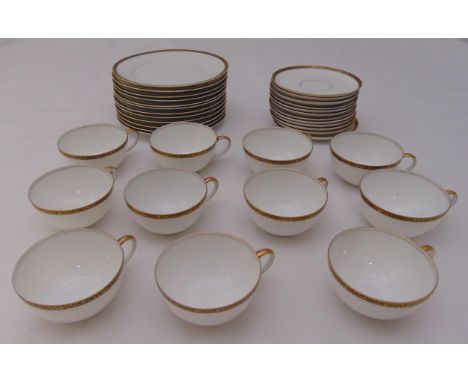 Rosenthal classic white tea set with gilded floral rim, to include cups, saucers and plates (35)