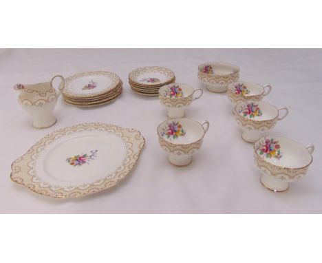 Paragon Lamorne part teaset to include plates, cups, saucers and a cake plate (18)
