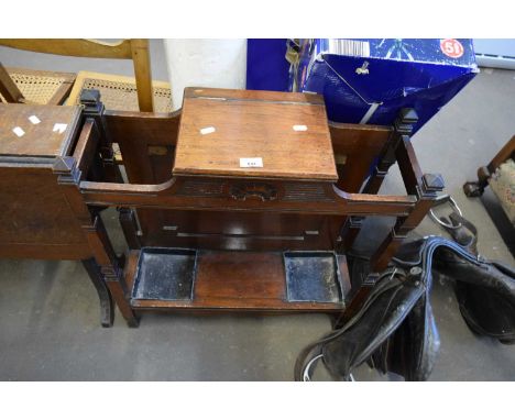 LATE 19TH/EARLY 20TH CENTURY MAHOGANY STICK STAND WITH STORAGE CENTRE