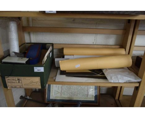 BOX CONTAINING MODEL RAILWAY TRACK, SMALL RADIO AND OTHER ITEMS, COLLECTION OF REPRODUCTION RAILWAY POSTERS AND PRINTS OF VAR