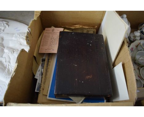 LARGE BOX VARIOUS BLACK AND WHITE PHOTOGRAPHS, VINTAGE NEWSPAPERS AND OTHER EPHEMERA
