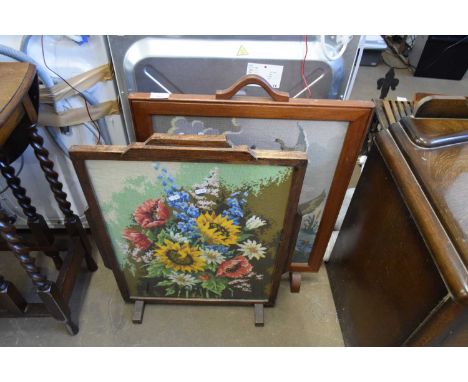 TWO TAPESTRY FIRE SCREENS