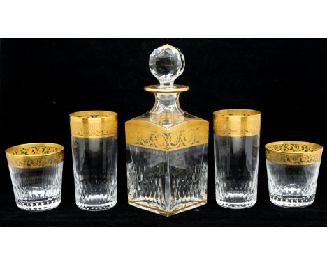 St Louis: an early 20th century set of crystal cut glassware to include; six whisky glasses; six water glasses, and matching 
