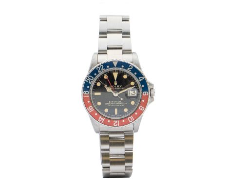 Rolex - a gentleman's vintage Oyster Perpetual GMT-Master 'Pepsi' bezel steel cased automatic calendar wristwatch, circa 1966