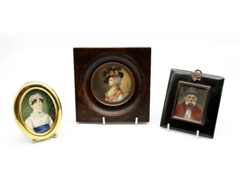 French School (early 20th Century) Portrait of Mrs Siddons after Gainsborough tondo, 7cm diam signed Thiboust lower right, fr