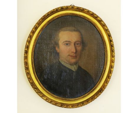 English School (late 18th century) Portrait of a Cleric, oil on canvas, 20cm x 17cm.  Further details: re-lined, substantial 