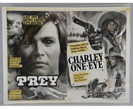 Prey / Charley One-Eye (1982/83) Original cinema artwork by Tom Chantrell for the double-bill horror film, on art board with 