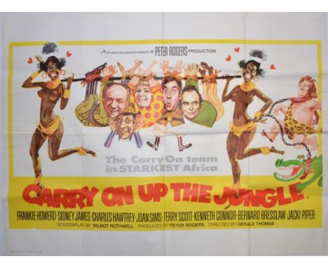 Carry On Up The Jungle (1970) British Quad film poster, Peter Rogers Production, art by Renato Fratini, folded 30 x 40in. (76