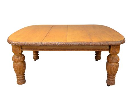 Fulham Football Club - Late 19th / Early 20th Century light oak carved table from the boardroom at Craven Cottage where many 