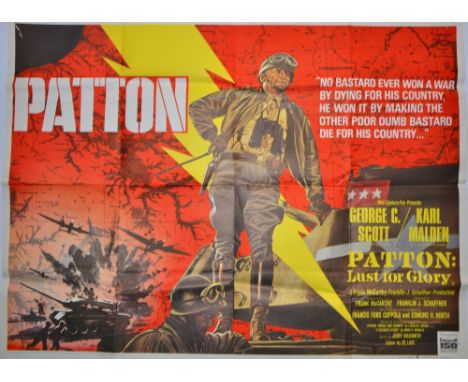 Patton (1970) British Quad film poster, War starring George C. Scott, art by Tom Chantrell, folded 30 x 40in. (76 x 102cm)  