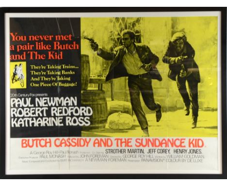 Butch Cassidy & The Sundance Kid (1969-R) British Quad film poster, Western starring Paul Newman & Robert Redford, framed 30 
