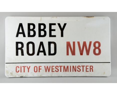 The Beatles Abbey Road, City Of Westminster, NW8 enamel road sign 17½ x 30in. (43 x 76cm)  