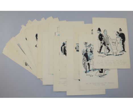 Les Barton, English Cartoonist for Punch, Private Eye, the Daily Sketch, Daily Mirror & the Spectator, 23 hand drawn cartoons