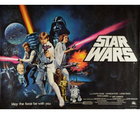 Star Wars (1977) British Quad film poster, Pre Academy Awards, Style C, directed by George Lucas, artwork by Tom Chantrell, 2
