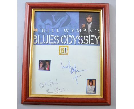 Bill Wyman (Former member of The Rolling Stones) & Richard Williams (Music Journalist) signed paper in a framed display  Prov