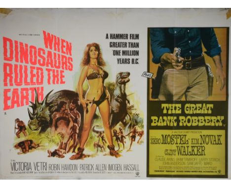 When Dinosaurs Ruled the Earth / The Great Bank Robbery (1970) British Quad film poster, Hammer Film Production starring Vict