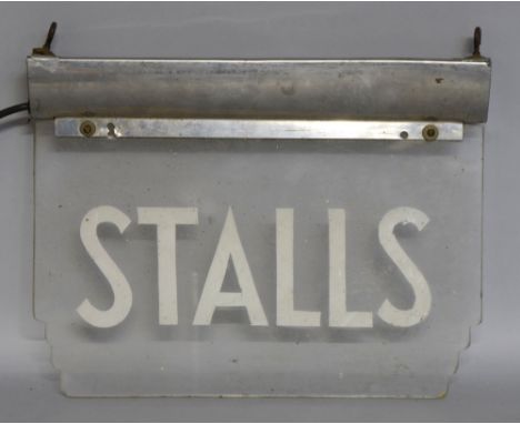 A Stalls art deco style illuminated cinema/theatre sign 11 x 14in. (28 x 36cm)  