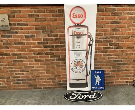 Modern Esso Banner, Plastic Ford Sign and Dad's Man Cave SignMake: Contact AuctioneerModel: Contact AuctioneerYear: 0Mileage: