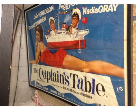 The Captain's Table, framed cinema poster. 1959, starring John Gregson, Peggy Cummins and Donald Sinden. An unrestored Britis