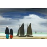 Markey Robinson (1918-1999) SHAWLIES AND BOATS gouache signed lower right 12¼ x 19¼in. (31.12 x 48.