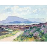 Anne Primrose Jury RUA (1907-1995) MOUNTAIN RANGE FROM HORN HEAD, COUNTY DONEGAL oil on board signed