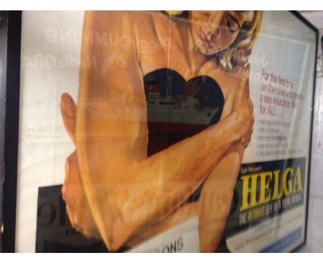 Helga, framed cinema poster. 1967, starring Ruth Gassmann, Eberhard Mondry and Asgarda Hummel. An unrestored British quad pos