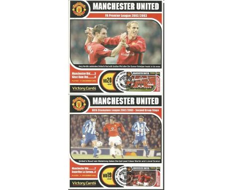 Manchester United Victory Card Collection. Lovely set of twenty philatelic cards charting Manchester United's successes durin