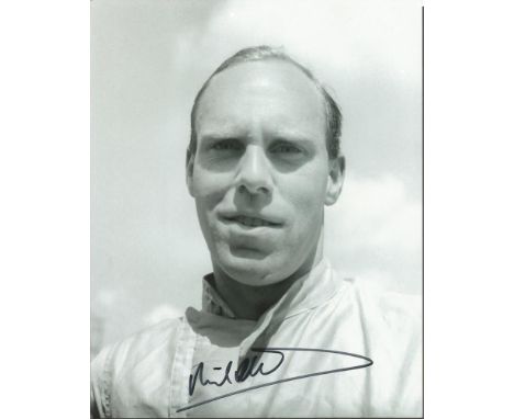 Richard Attwood F1 driver signed 10 x 8 inch black and white photo, nice head and shoulders portrait in Racing Overalls Good 