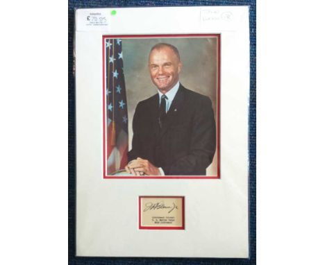 John Glenn autographed presentation. Genuine autograph in the hand of astronaut John Glenn - one of the Mercury Seven and the