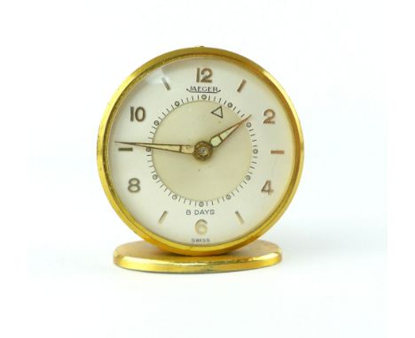 Jaeger six day travel alarm clock, c. 1960, approx. 4.5cm dia.