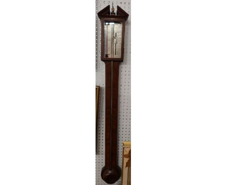 Ortelli &amp; Co, London, a mahogany stick barometer with silvered dial