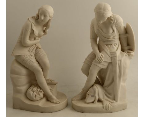 Two 19th century Minton parian figures, designed by John Bell, Clorinda and Dorothea, height 13ins and 14.5ins -&nbsp;Both of