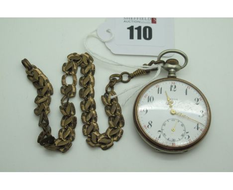 Revue; An Openface Pocketwatch, the signed dial with black and red Arabic numerals and seconds subsidiary dial, the movement 