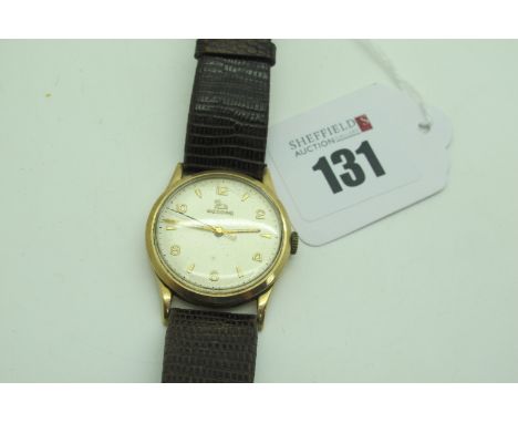 Record; A 1960's 9ct Gold Cased Gent's Wristwatch, the signed dial with Arabic numerals, dagger markers and centre seconds, t