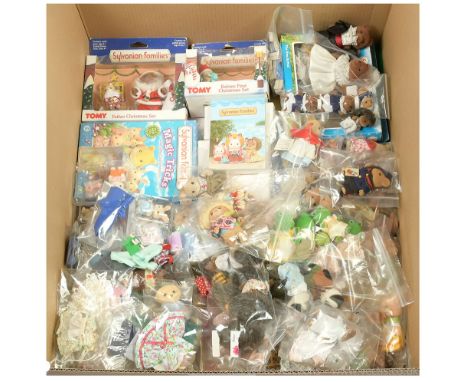 Large quantity of Sylvanian Families loose figures, furniture, bikes, clothing and accessories, includes Magic Tricks and Oth