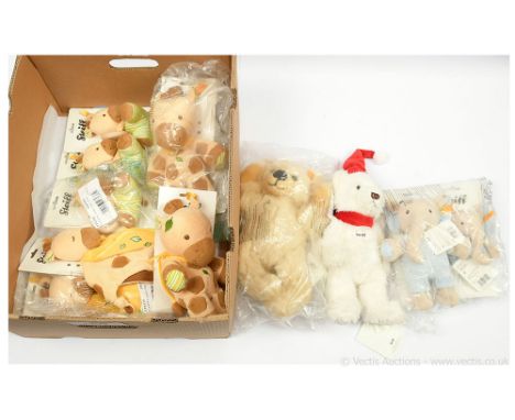 Steiff Baby Toys x eleven: (1) &amp; (2) Gretchen Giraffe comforter, yellow tag 235375, yellow plush, with original card back