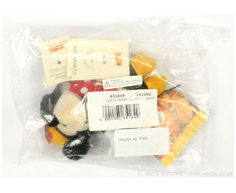 Steiff Disney Minnie Mouse ornament, white tag 651649, LE 1928, 1999, black mohair, Mint, with swing label certificate, seale